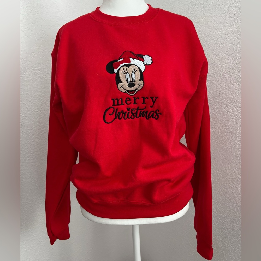 Gildan, red Minnie crewneck sweater.